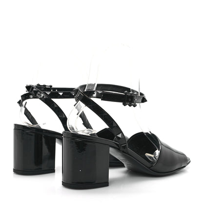Valentino Garavani Patent Rockstud Block Ankle Strap 60mm Sandals 36.5 Black 5 of 10