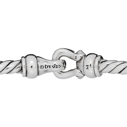 David Yurman Sterling Silver Diamond 3mm Cable Buckle Bracelet 3 of 3
