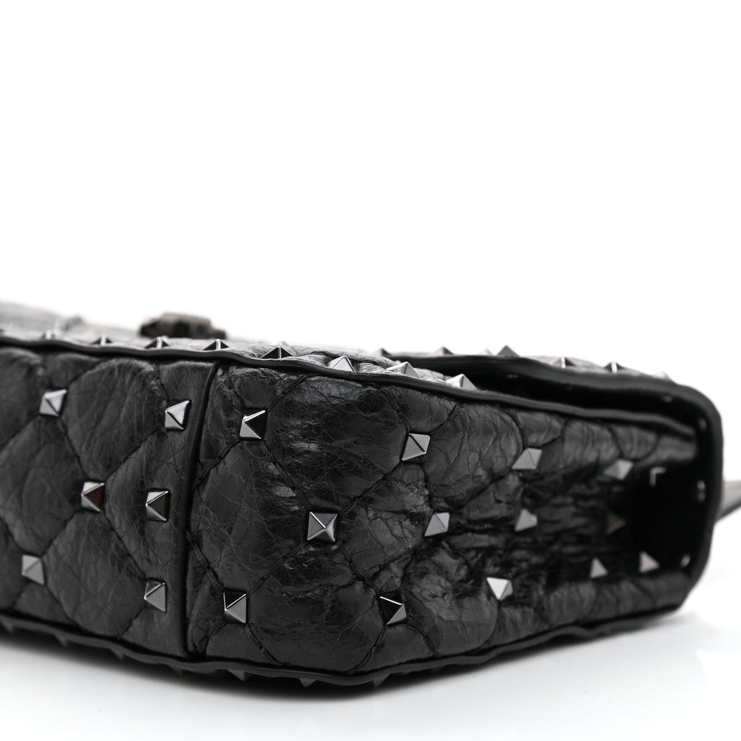 Valentino Garavani Craquele Nappa Small Rockstud Spike Shoulder Bag Black 7 of 7