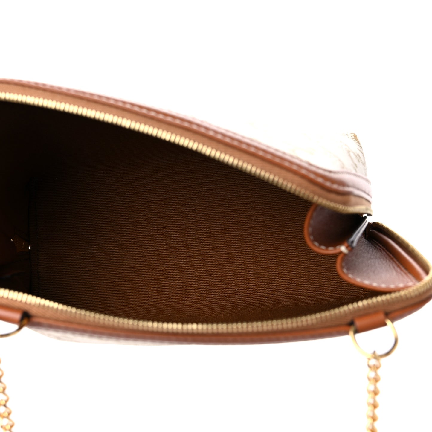 Lambskin Triomphe Canvas Clutch With Chain White Tan