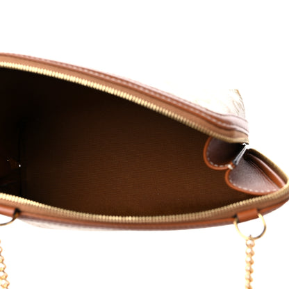 Celine Lambskin Triomphe Canvas Clutch With Chain White Tan 5 of 9