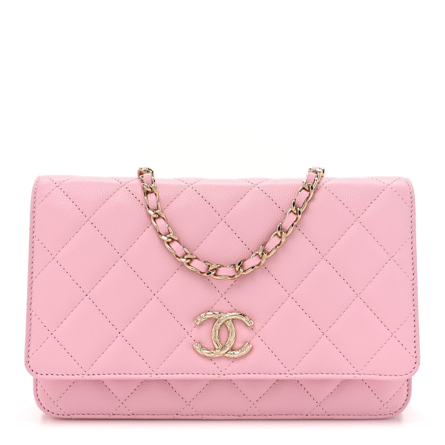 Caviar Quilted Wallet on Chain WOC Light Pink