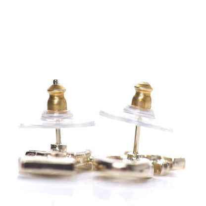Chanel Crystal Pearl Signature Stud Earrings Gold 2 of 3