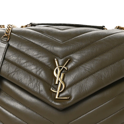 Saint Laurent Calfskin Y Quilted Monogram Medium Loulou Chain Satchel Military Olive 10 of 18