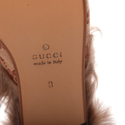 Gucci GG Monogram Fur Mens Princetown Slippers 8 Beige Ruggine Rust 9 of 10