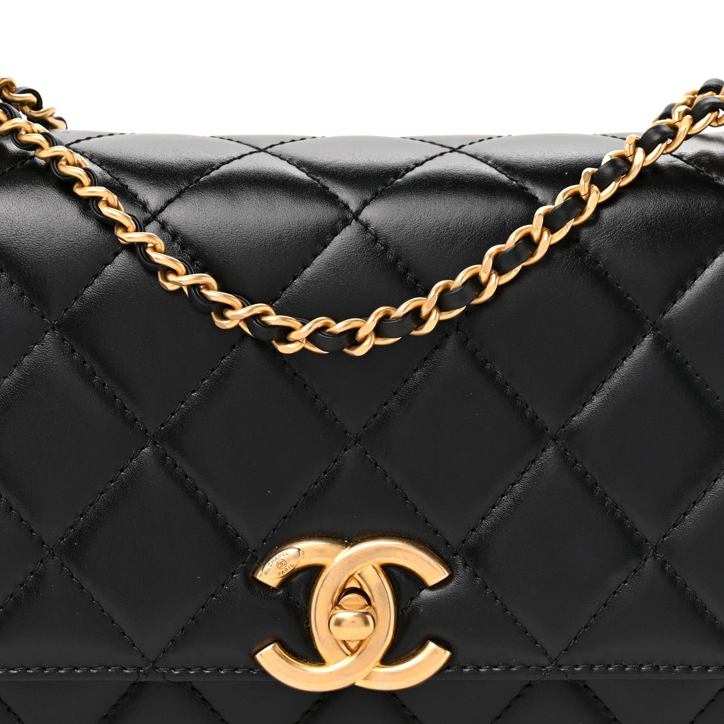 Calfskin Quilted Perfect Fit Flap Black