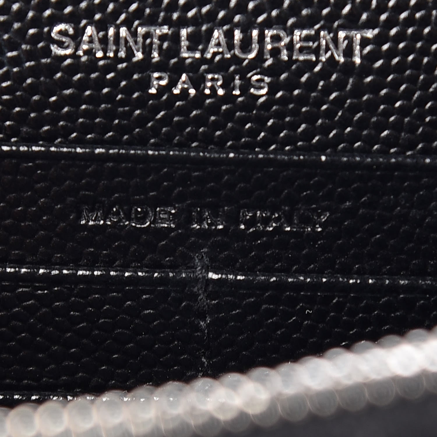 Saint Laurent Grain De Poudre Matelasse Chevron Monogram Envelope Chain Wallet Black 9 of 13