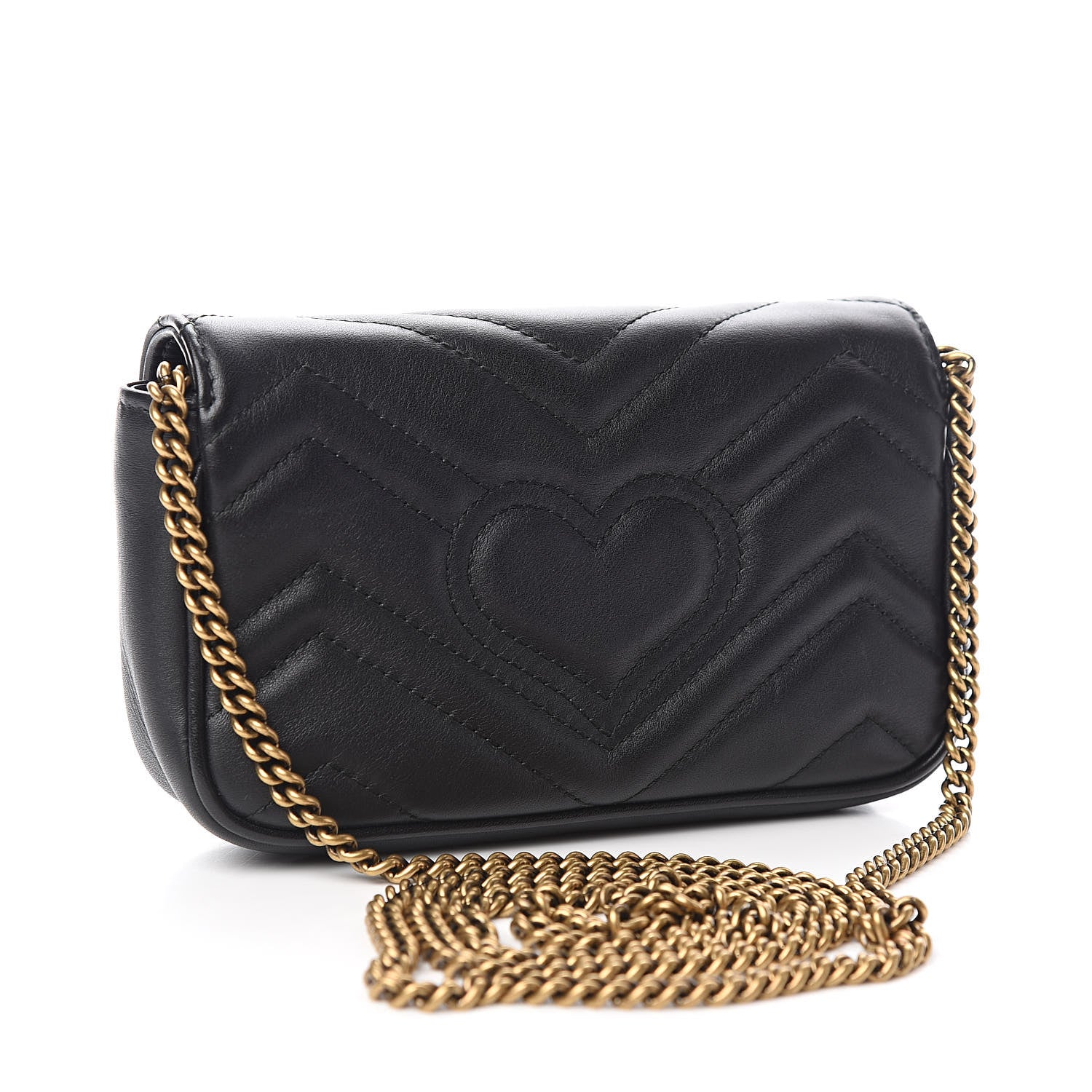 Gucci Calfskin Matelasse Super Mini GG Marmont Shoulder Bag Black 3 of 10
