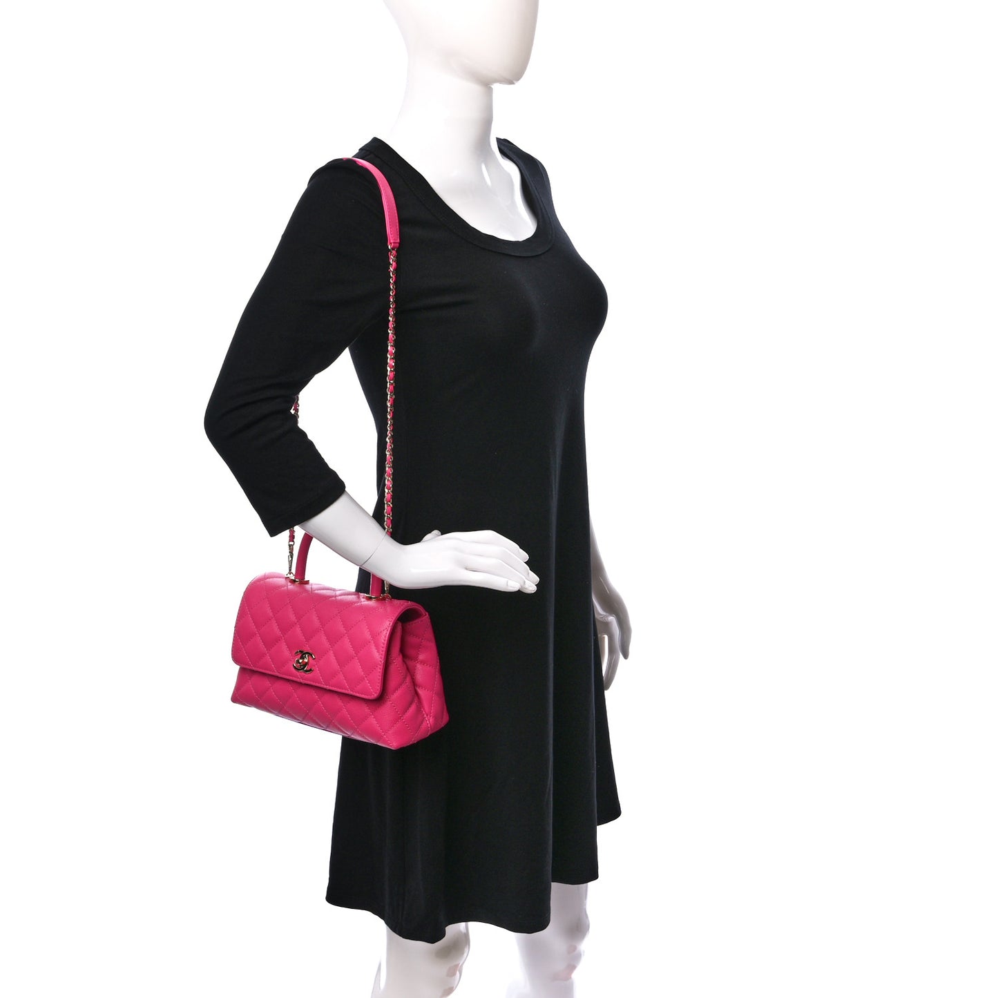 Caviar Quilted Mini Coco Handle Flap Rose