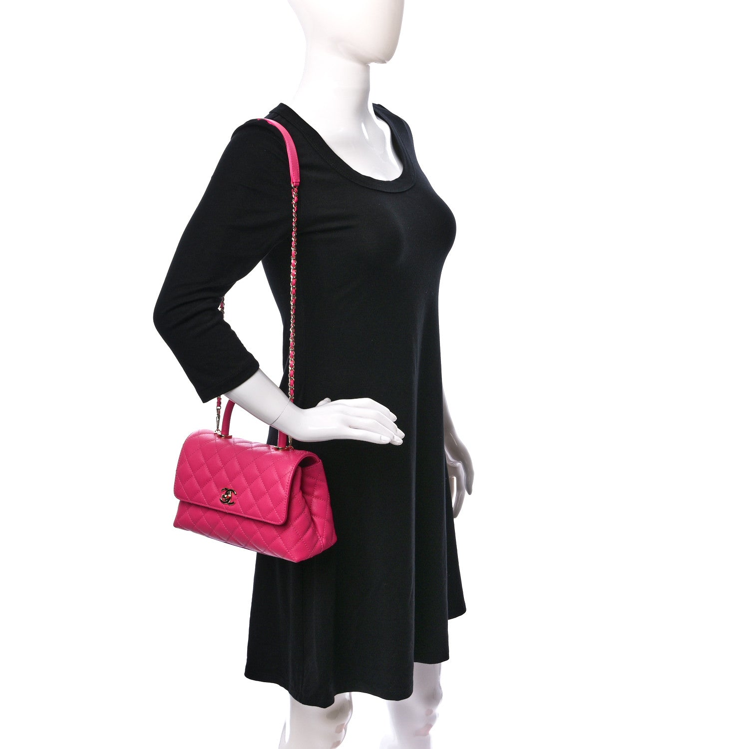 Chanel Caviar Quilted Mini Coco Handle Flap Rose 2 of 9