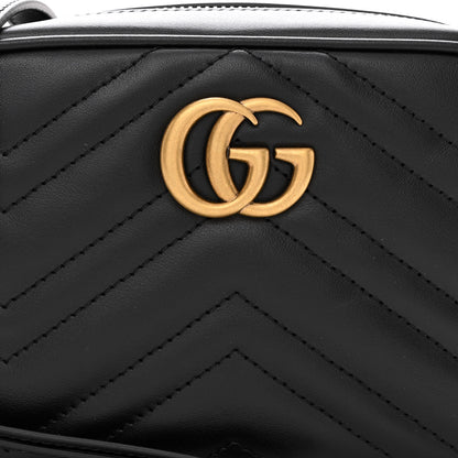 Gucci Calfskin Matelasse Mini GG Marmont Chain Shoulder Bag Black 8 of 12