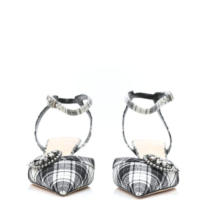 Christian Dior Canvas Tartan Gang Ankle Strap Slingback Pumps 40 Black 2 of 8