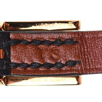 Hermes Chamonix Tadelakt Behapi Double Tour Reversible Bracelet T3 Black Fauve 5 of 7