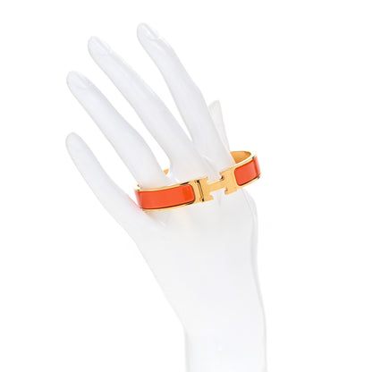 Hermes Enamel Narrow Clic Clac H Bracelet PM Orange 2 of 5