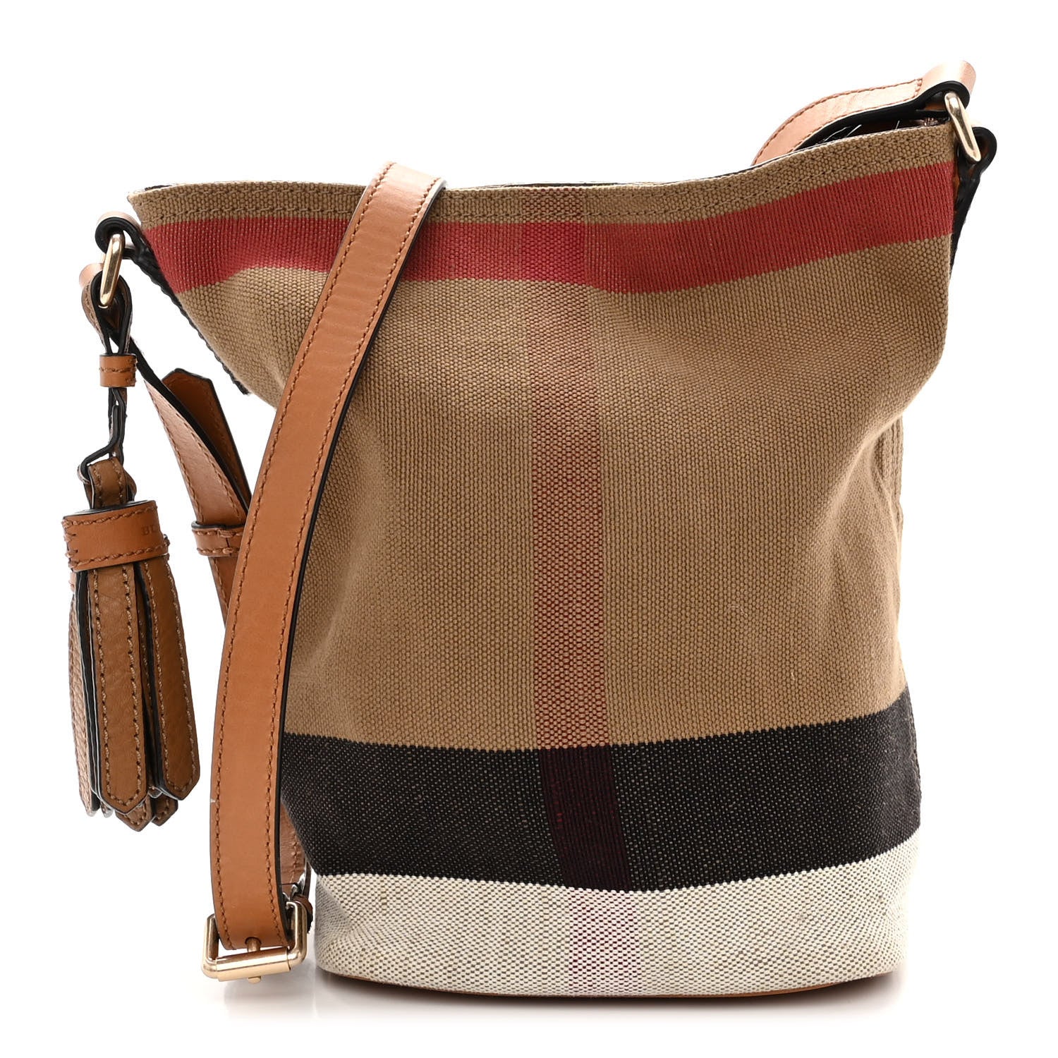 Burberry Canvas Mega Check Mini Ashby Hobo Saddle Brown 3 of 10