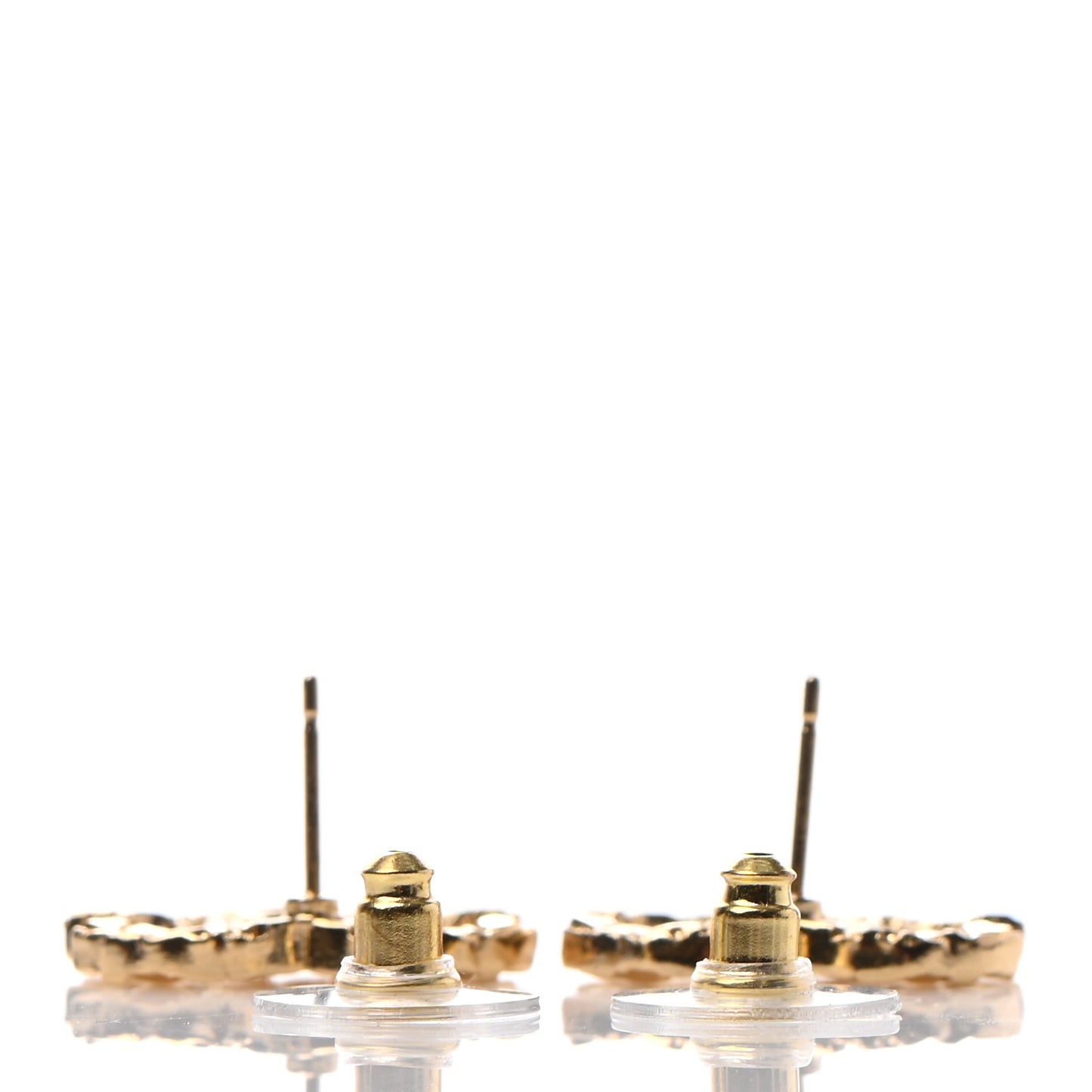 Metal Textured CC Earrings Gold