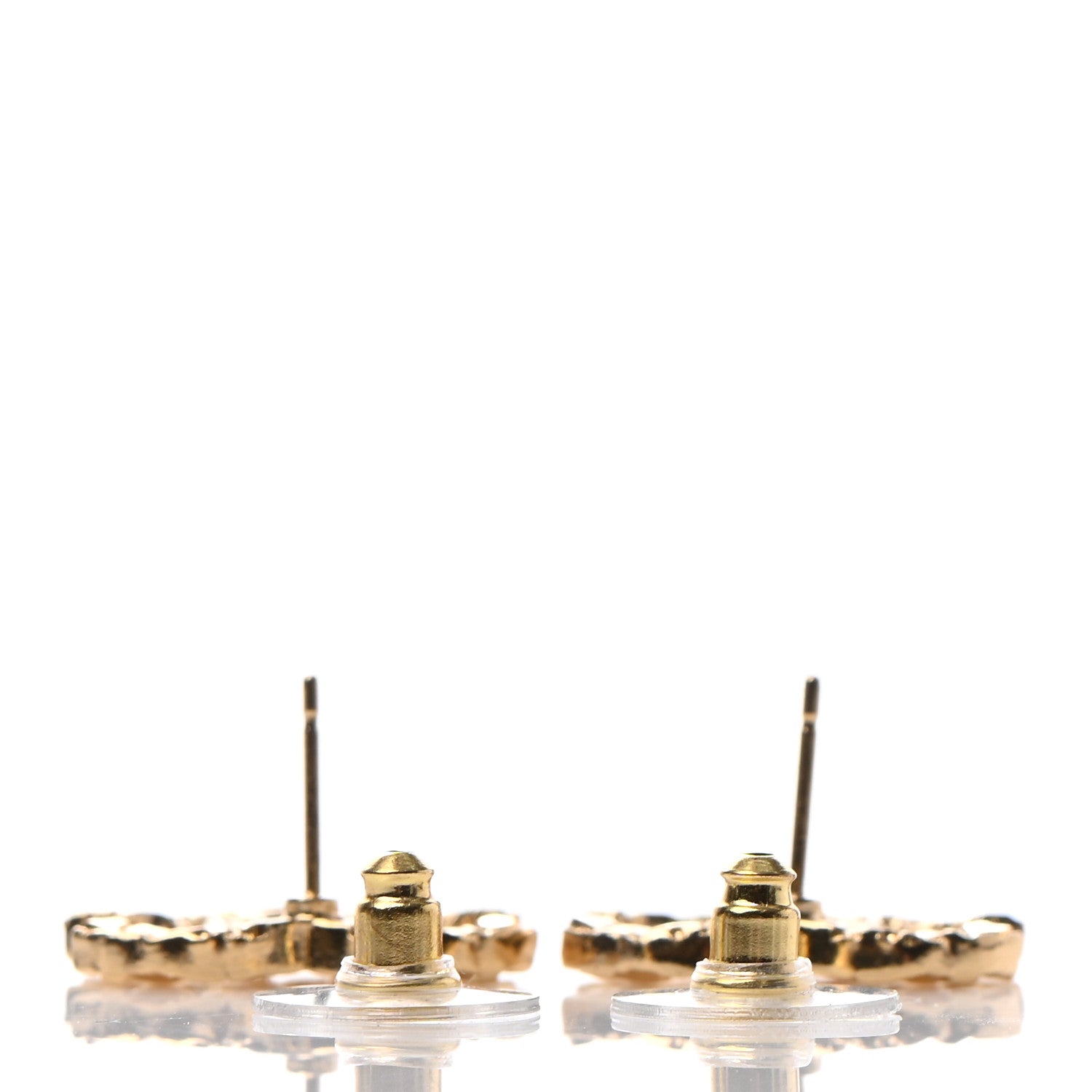 Chanel Metal Textured CC Earrings Gold 3 of 4
