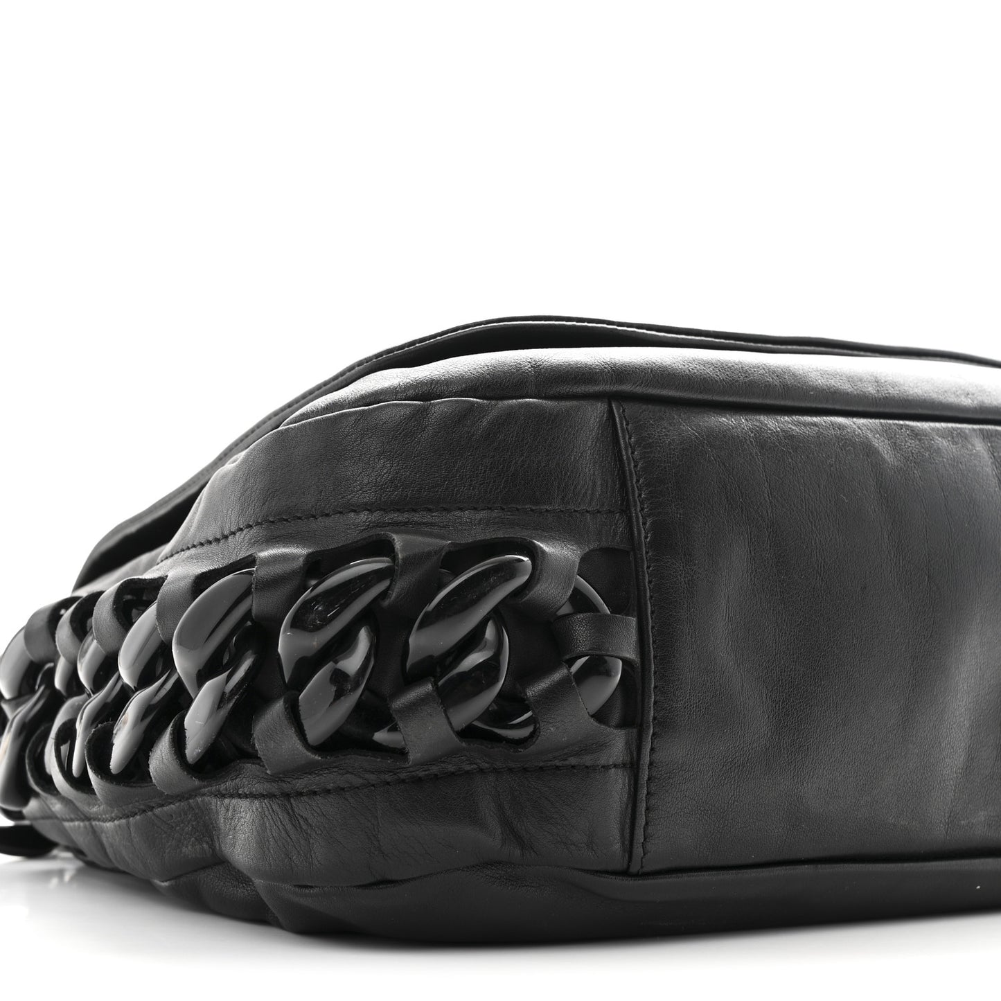 Calfskin Modern Chain Rhodoid Flap Black