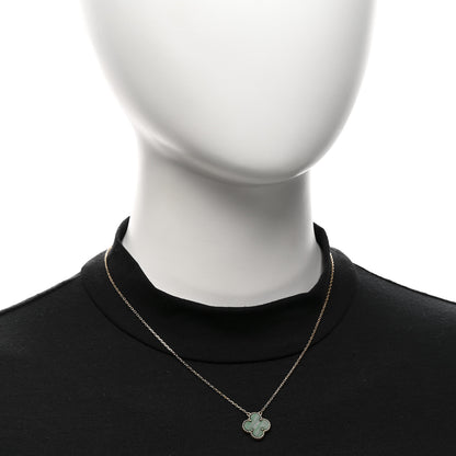 Van Cleef & Arpels 18K Yellow Gold Malachite Vintage Alhambra Pendant Necklace 2 of 4