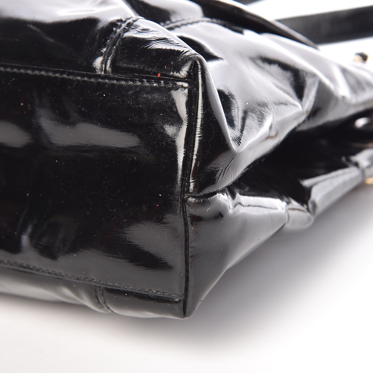 Patent Flap Shoulder Bag Black