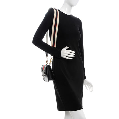 Gucci Calfskin Web Crystal Butterfly Stripe Small Totem Shoulder Bag Black 2 of 7