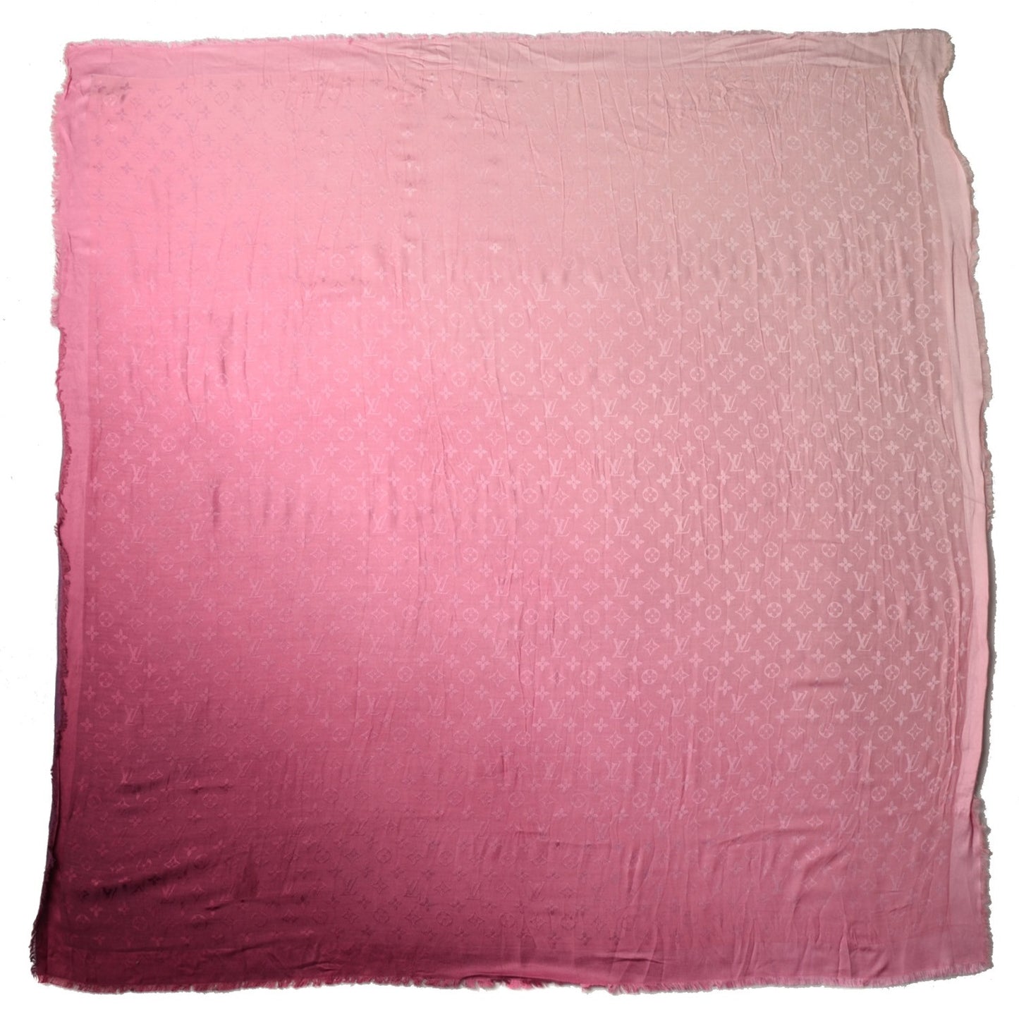 Silk Wool Monogram Denim Bleached Shawl Rose