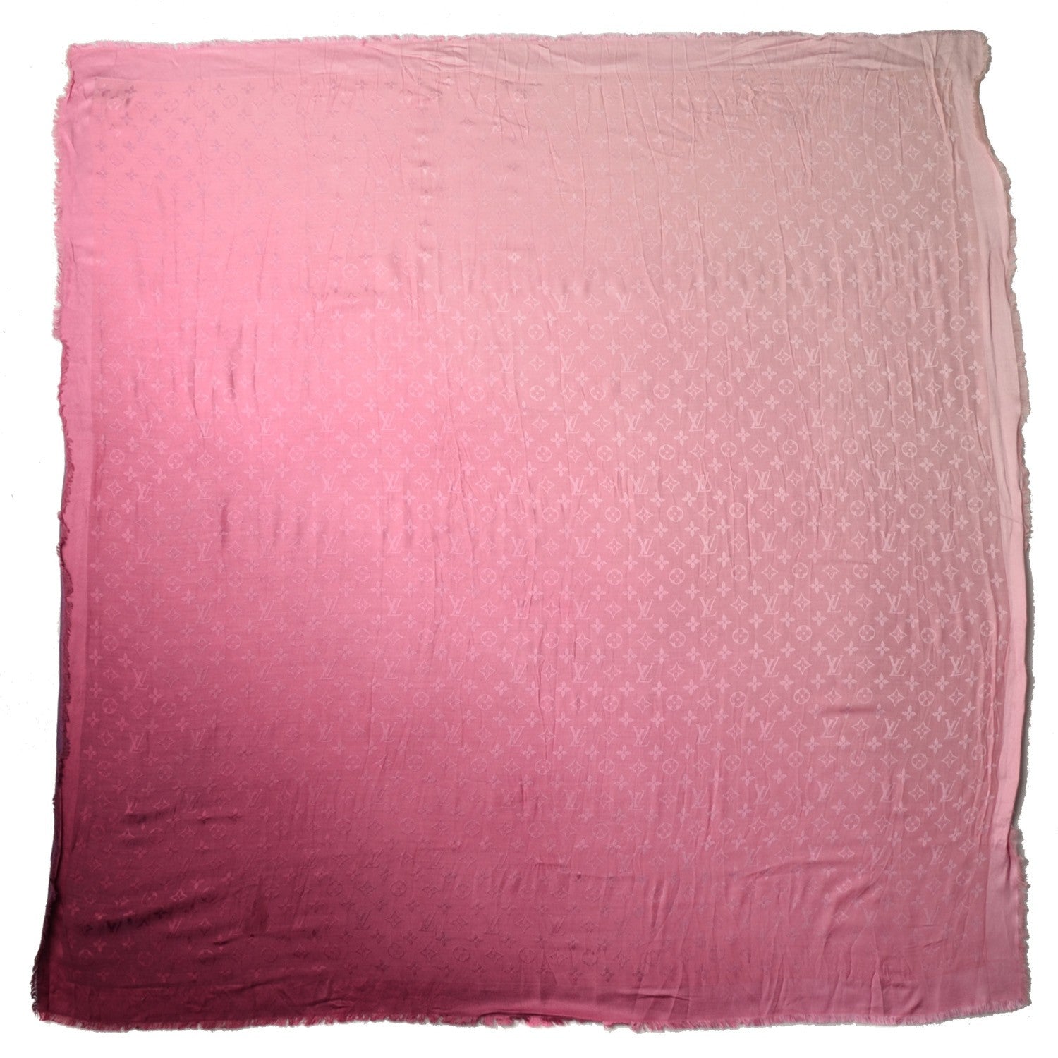 Louis Vuitton Silk Wool Monogram Denim Bleached Shawl Rose 3 of 5