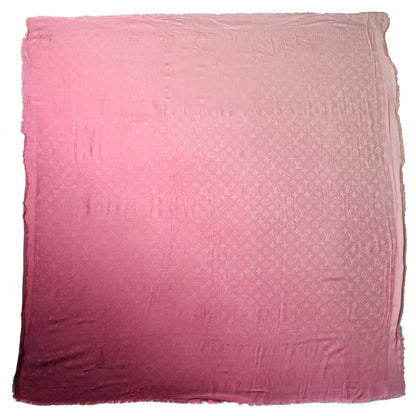Louis Vuitton Silk Wool Monogram Denim Bleached Shawl Rose 3 of 5