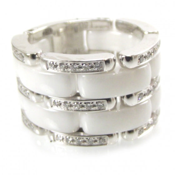 Chanel 18k White Gold Diamond Ceramic Ultra Ring White 1 of 7