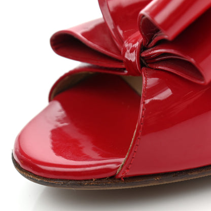 Valentino Garavani Patent Couture Bow Peep Toe Low Heel Pumps 39 Rosso Valentino 15 of 15