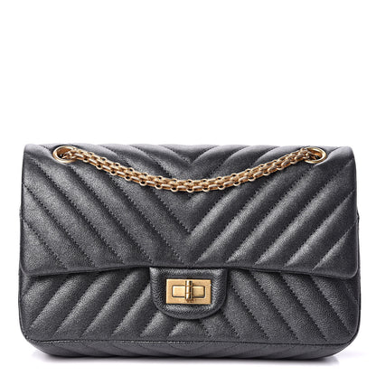 Chanel Metallic Sheepskin Chevron Quilted 2.55 Reissue 225 Flap Dark Silver 1 of 10