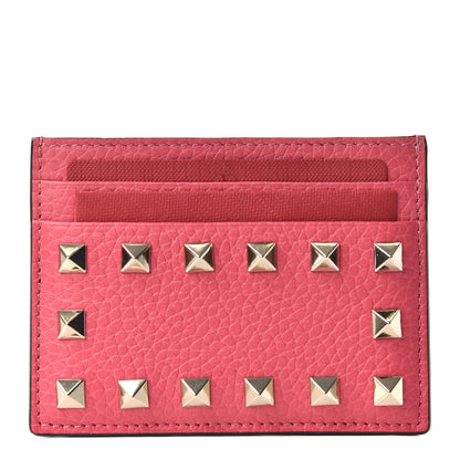 Valentino Garavani Pebbled Calfskin Rockstud Card Holder Shadow Pink 1 of 6