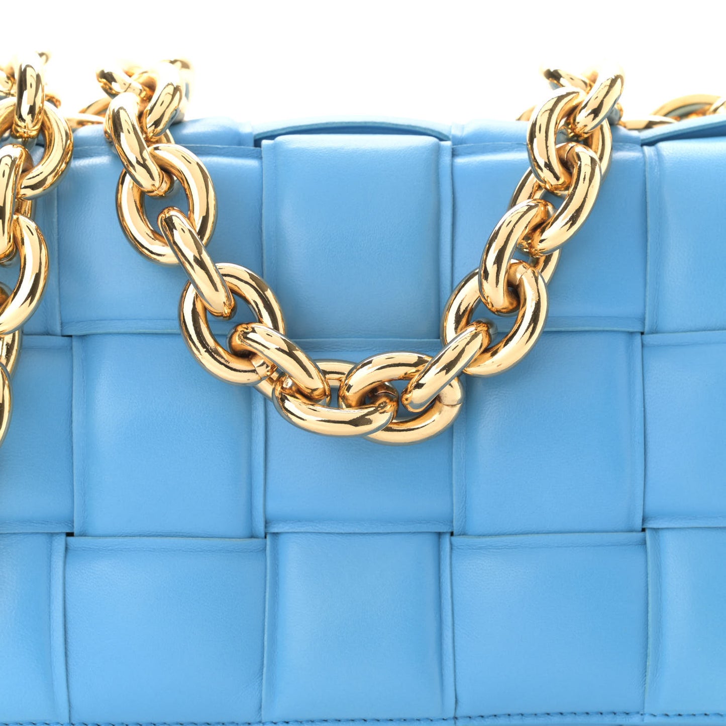 Lambskin Maxi Intreccio Padded Chain Cassette Crossbody Bag Swimming Pool
