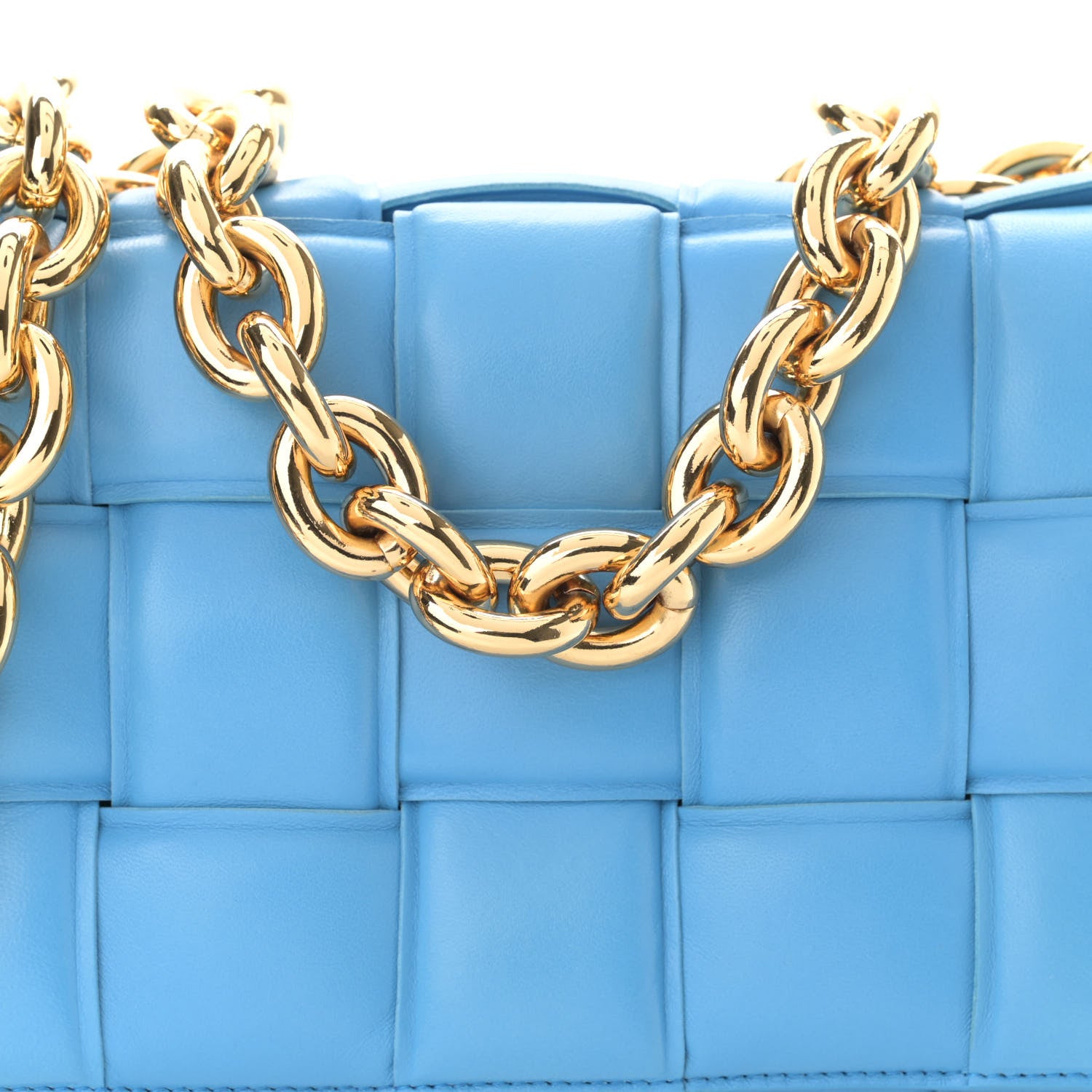 Bottega Veneta Lambskin Maxi Intreccio Padded Chain Cassette Crossbody Bag Swimming Pool 7 of 9