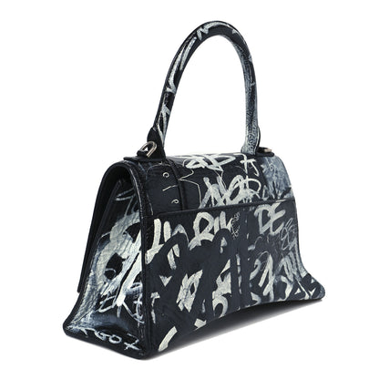 Balenciaga Agneau Graffiti Logo Small Hourglass Top Handle Bag Black 3 of 10