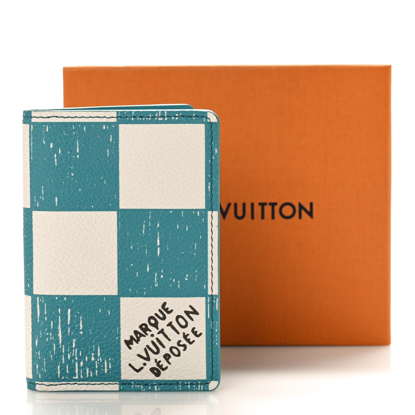 Damier Checkerboard Pocket Organizer Teal