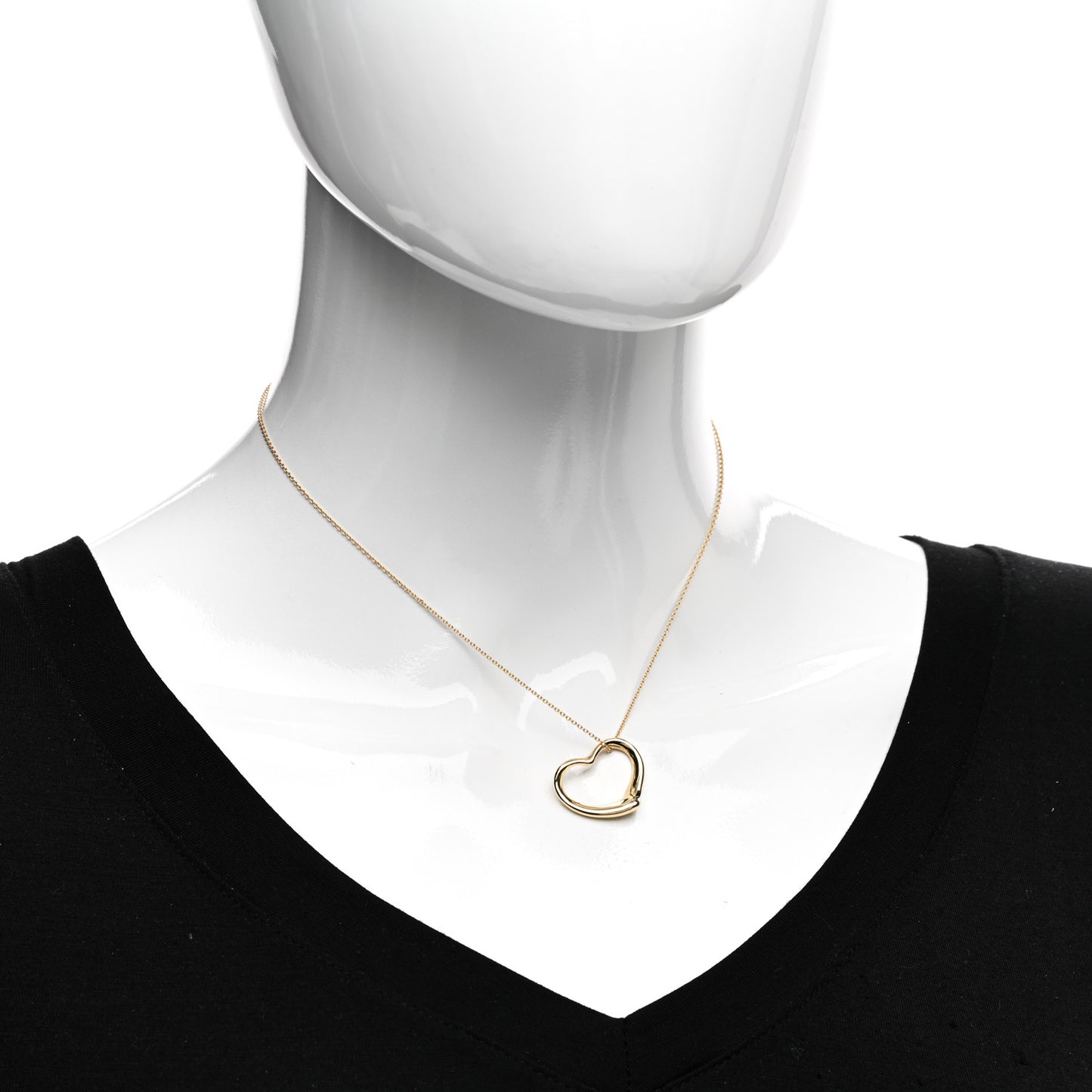 18K Yellow Gold 22mm Elsa Peretti Open Heart Pendant Necklace