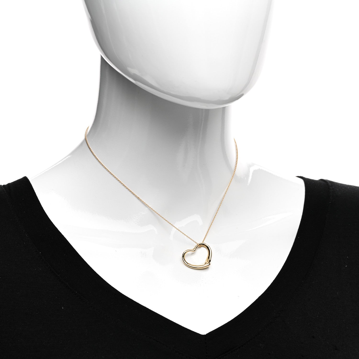 Tiffany 18K Yellow Gold 22mm Elsa Peretti Open Heart Pendant Necklace 2 of 4