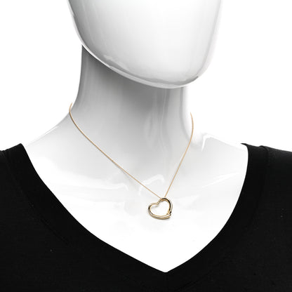 Tiffany 18K Yellow Gold 22mm Elsa Peretti Open Heart Pendant Necklace 2 of 4