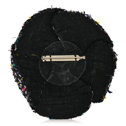 Chanel Tweed Camellia Pin Brooch Navy Multicolor 3 of 4