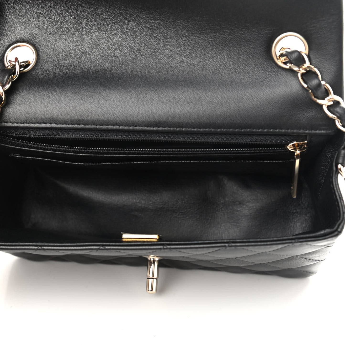 Lambskin Quilted Mini Rectangular Flap Black