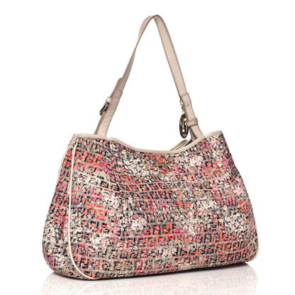 Fendi Zucchino Vitello Floral Forever Chef Shoulder Bag Rosa Papaya Rosa Confetto 3 of 15