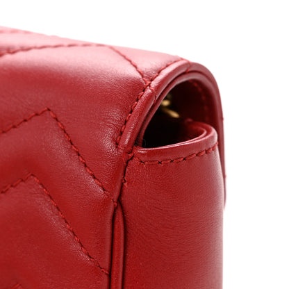 Gucci Calfskin Matelasse Super Mini GG Marmont Shoulder Bag Hibiscus Red 12 of 12