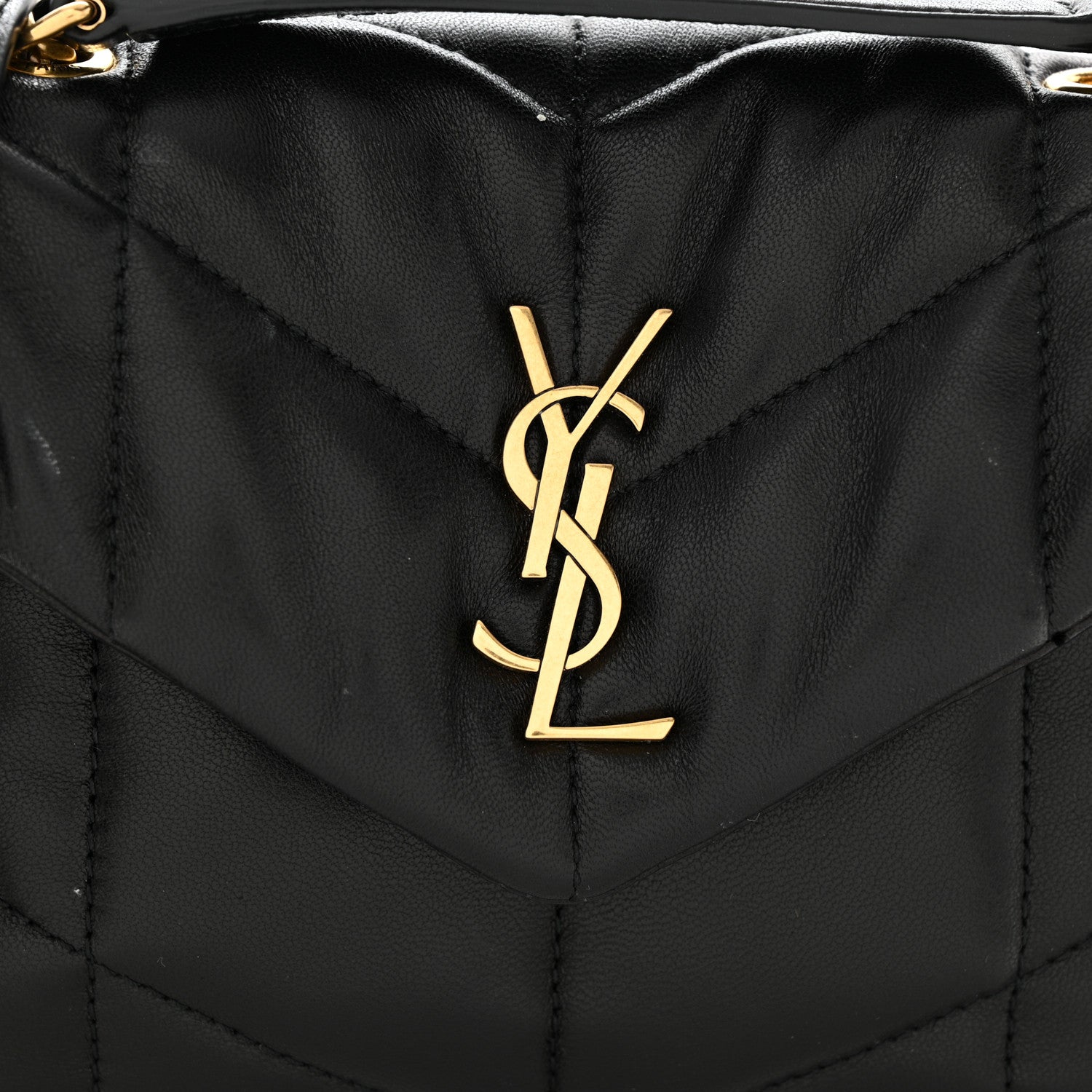 Saint Laurent Lambskin Quilted Toy Loulou Puffer Monogram Chain Satchel Black 8 of 11