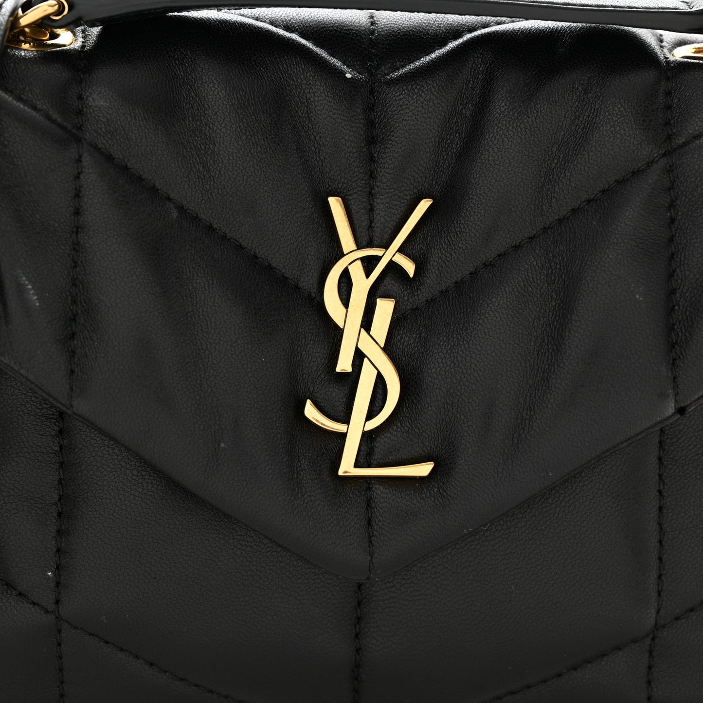 Lambskin Quilted Toy Loulou Puffer Monogram Chain Satchel Black