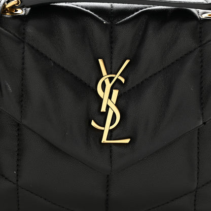 Saint Laurent Lambskin Quilted Toy Loulou Puffer Monogram Chain Satchel Black 8 of 11