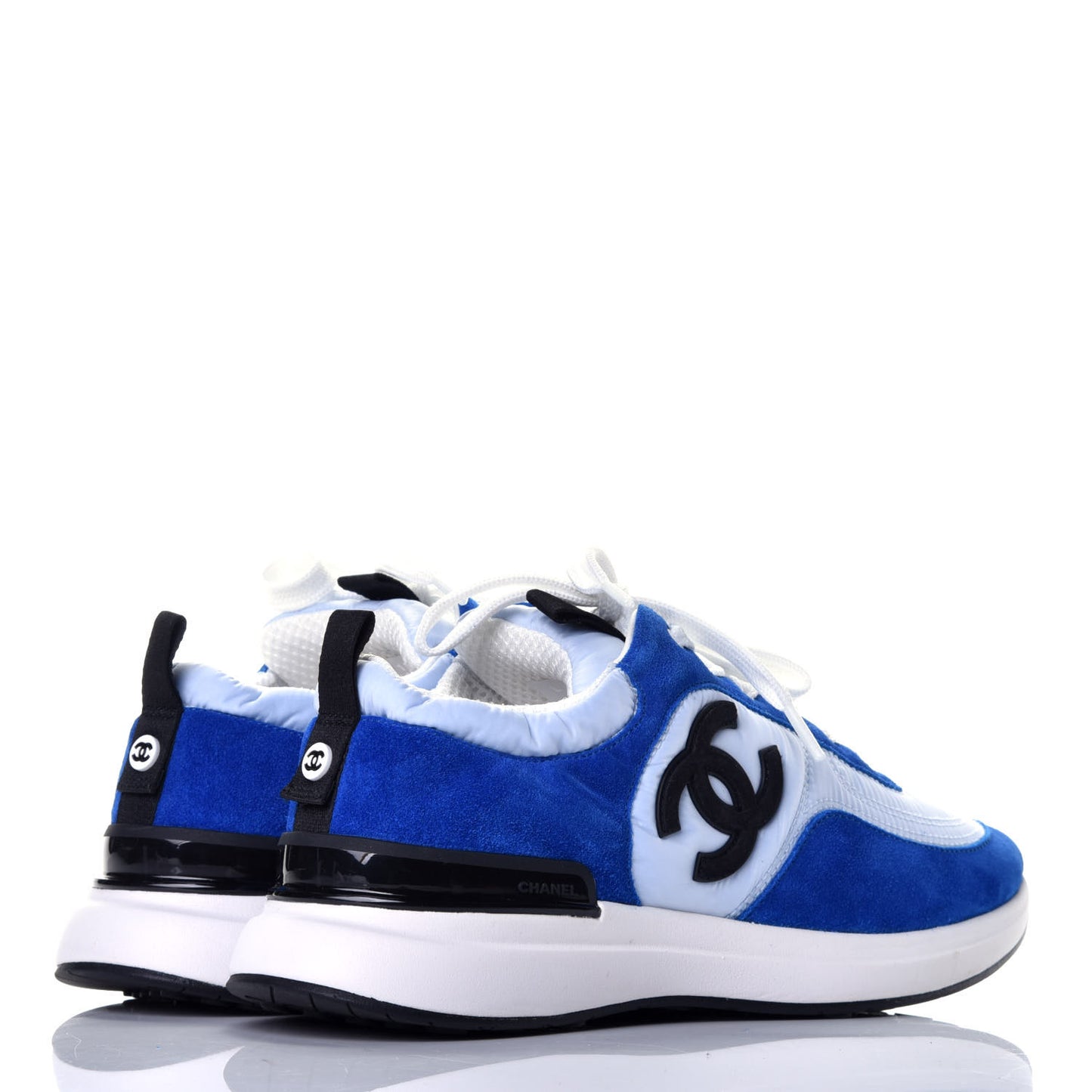 Nylon Suede Calfskin CC Sneakers 38 Blue Light Blue
