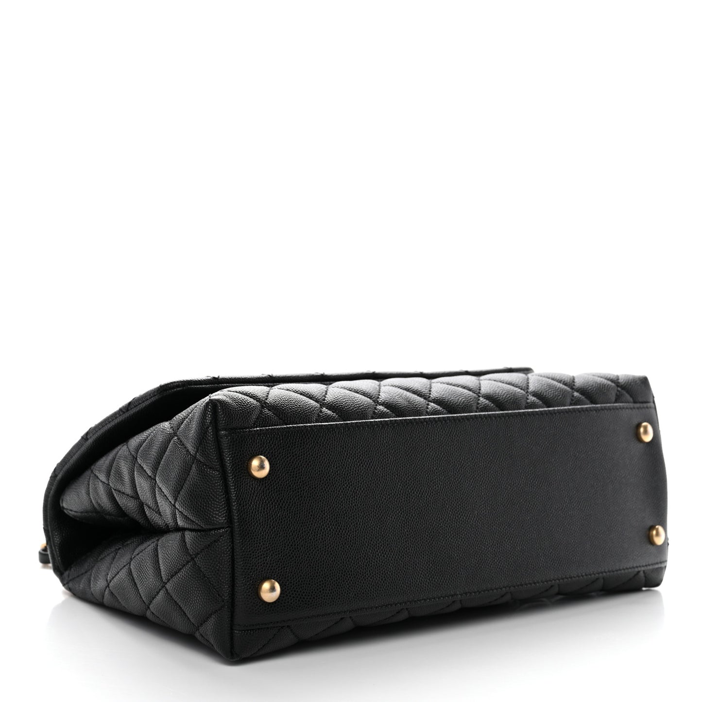 Caviar Lizard Quilted Small Coco Handle Flap Black