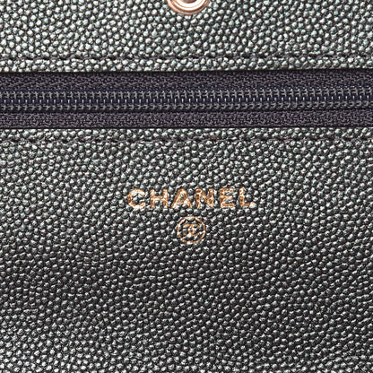 Chanel Iridescent Caviar Quilted Wallet On Chain WOC Black 8 of 11