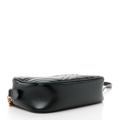 Gucci Calfskin Matelasse Small GG Marmont Chain Shoulder Bag Black 4 of 14